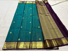 PEACOCK GREEN  / BLUE KANCHI SAREE