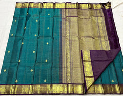 PEACOCK GREEN  / BLUE KANCHI SAREE