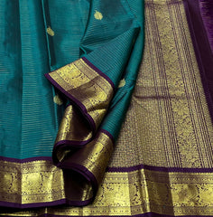 PEACOCK GREEN  / BLUE KANCHI SAREE