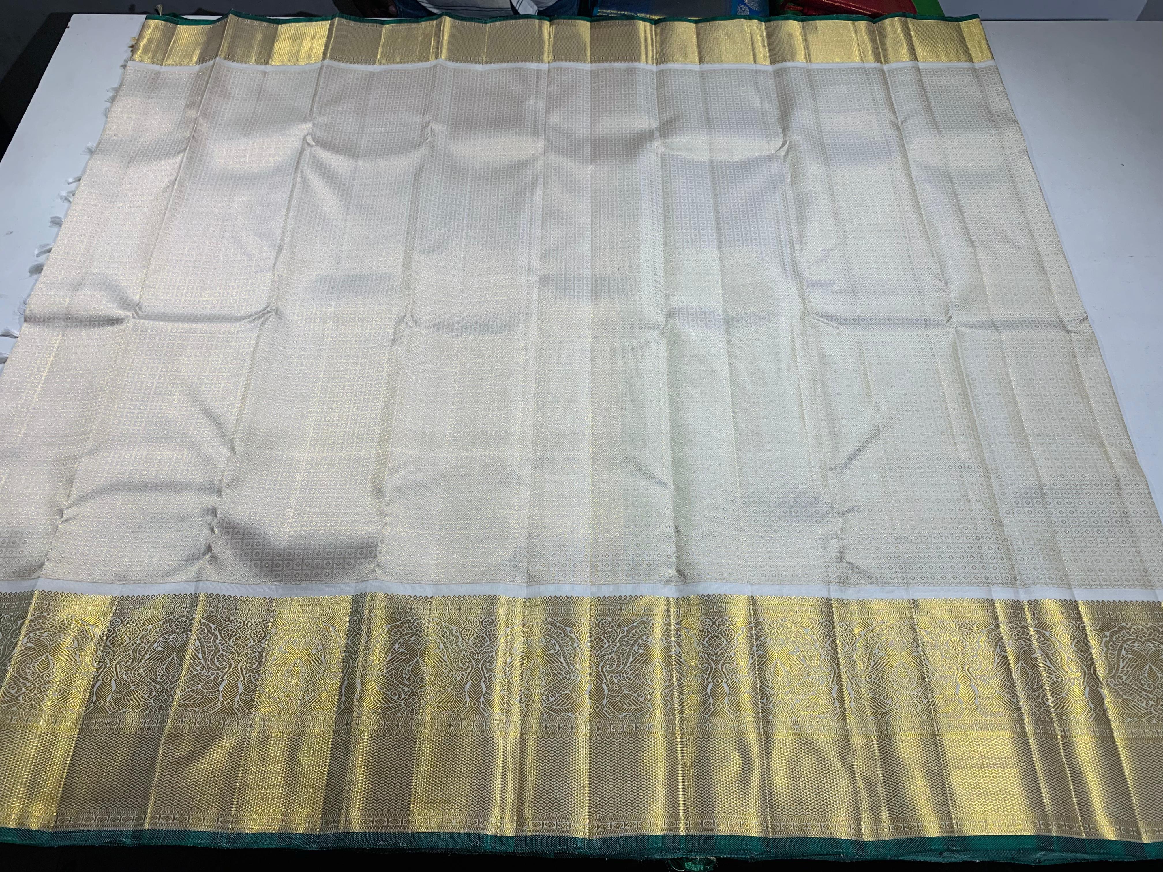 HALF WHITE /  GOLD KANCHI SILK SAREE