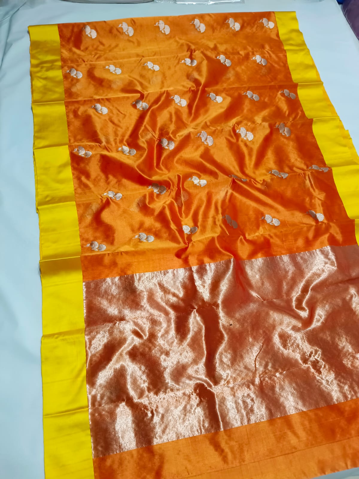 ORENGE/YELLOW CHANDERI SAREE