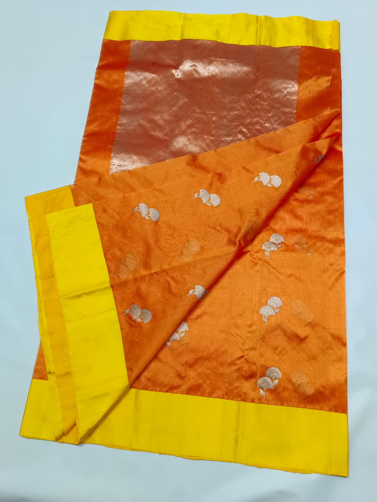 ORENGE/YELLOW CHANDERI SAREE