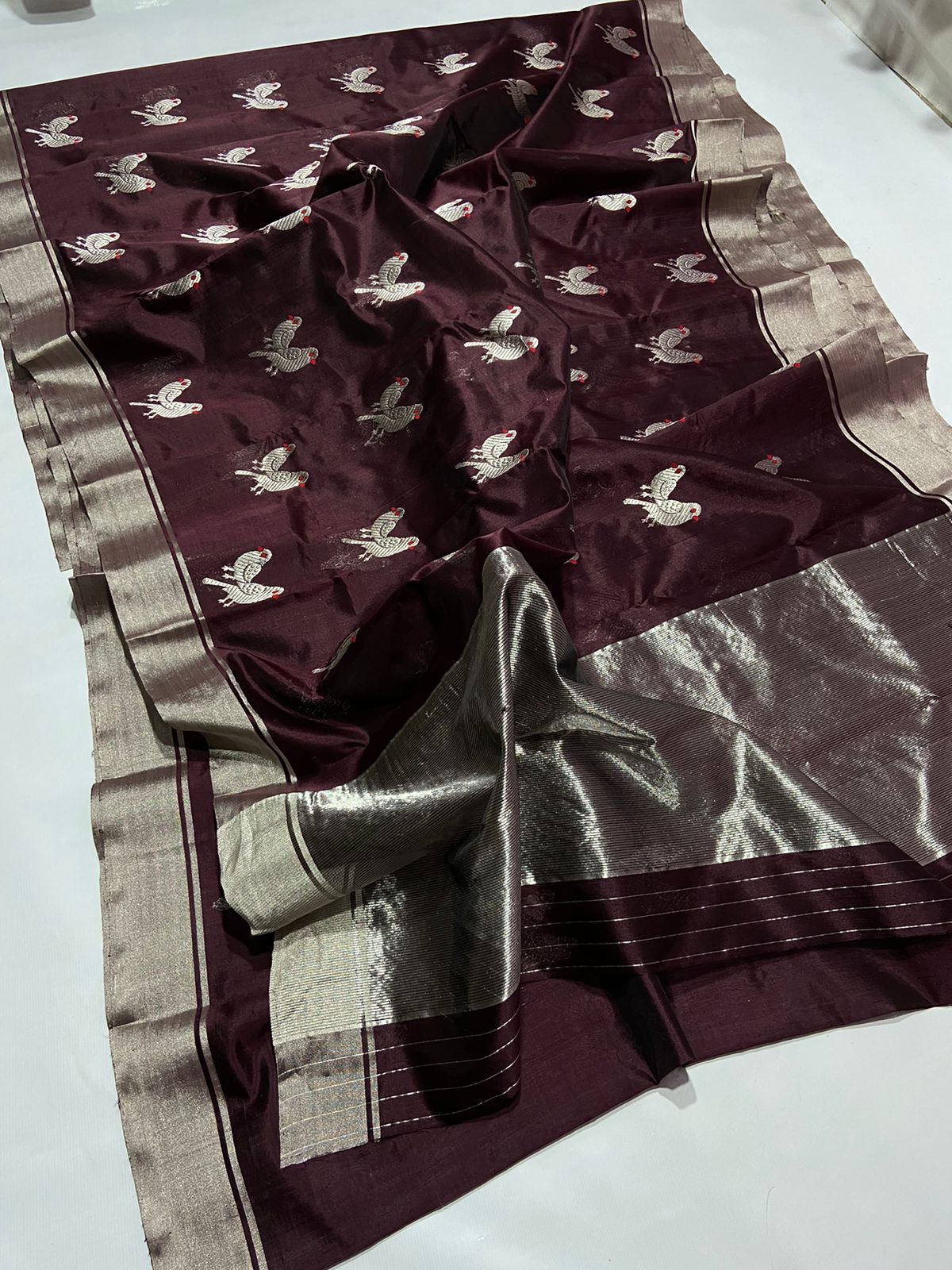 BROWN CHANDERI SAREE