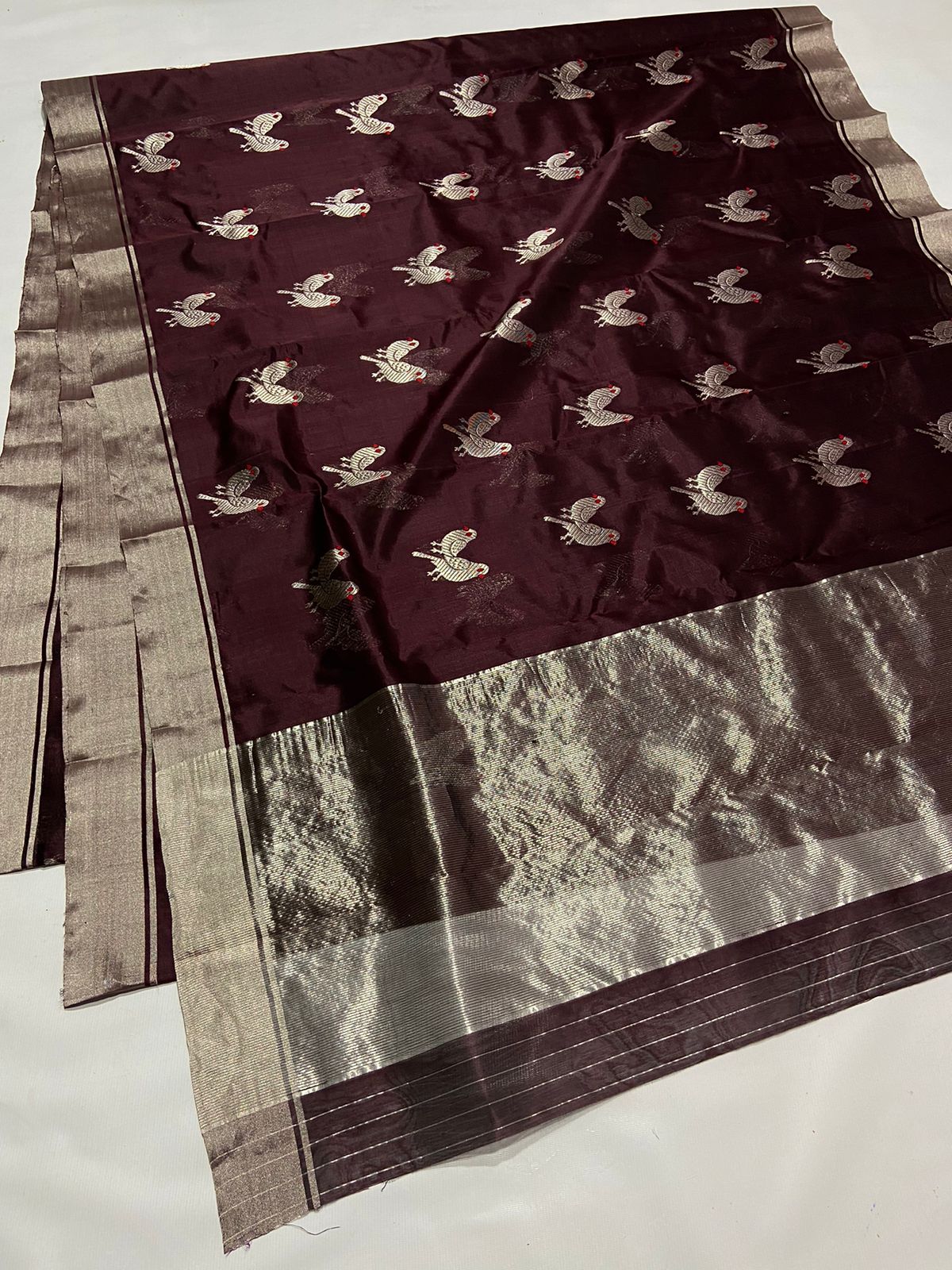 BROWN CHANDERI SAREE