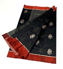 BLACK/RED CHANDERI SAREE