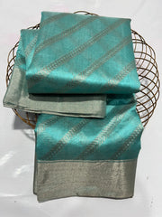 SKY BLUE/SILVER CHANDERI SAREE