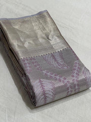 GRAY/ SILVER TEMPLE  SILK SAREE