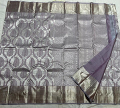 GRAY/ SILVER TEMPLE  SILK SAREE