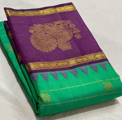 GREEN/PURPLE TEMPLE  SILK SAREE