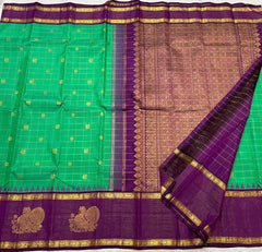 GREEN/PURPLE TEMPLE  SILK SAREE