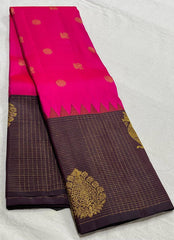 PINK/BROWN TEMPLE  SILK SAREE