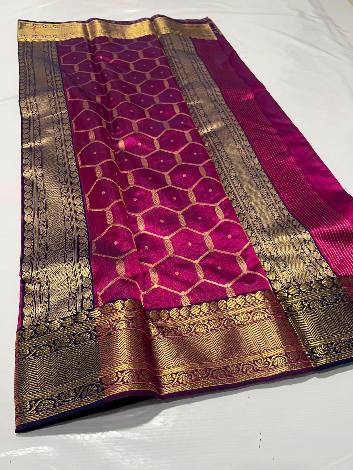 RANI PINK/GOLDCHANDERI SAREE