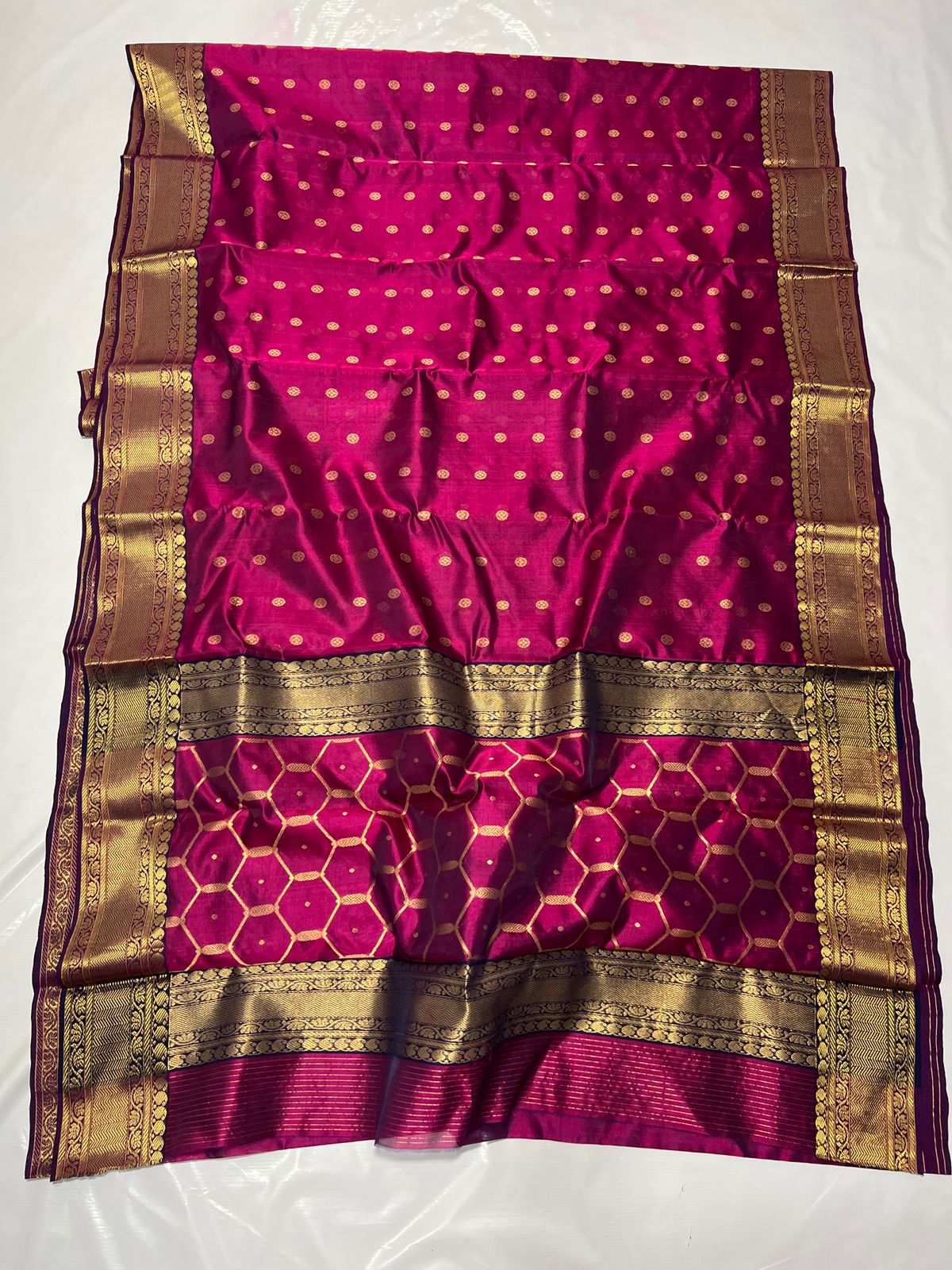 RANI PINK/GOLDCHANDERI SAREE