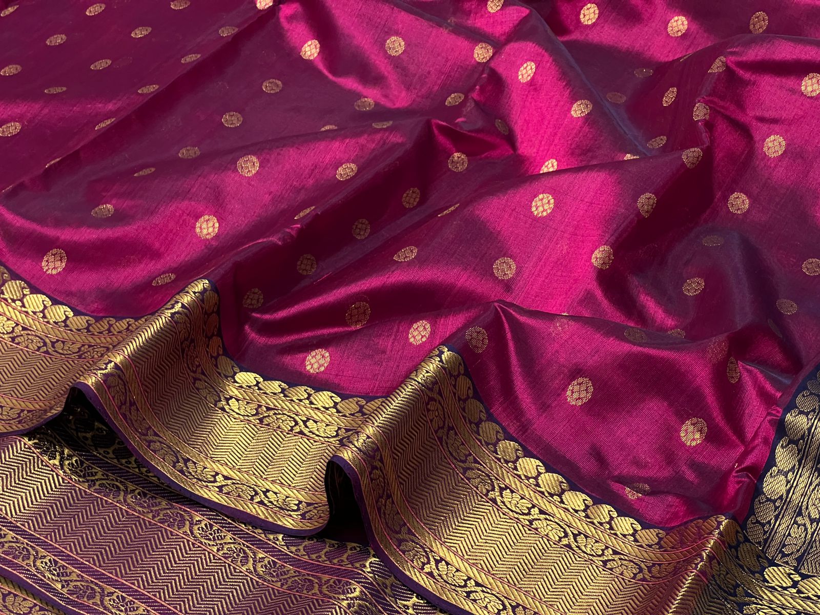 RANI PINK/GOLDCHANDERI SAREE