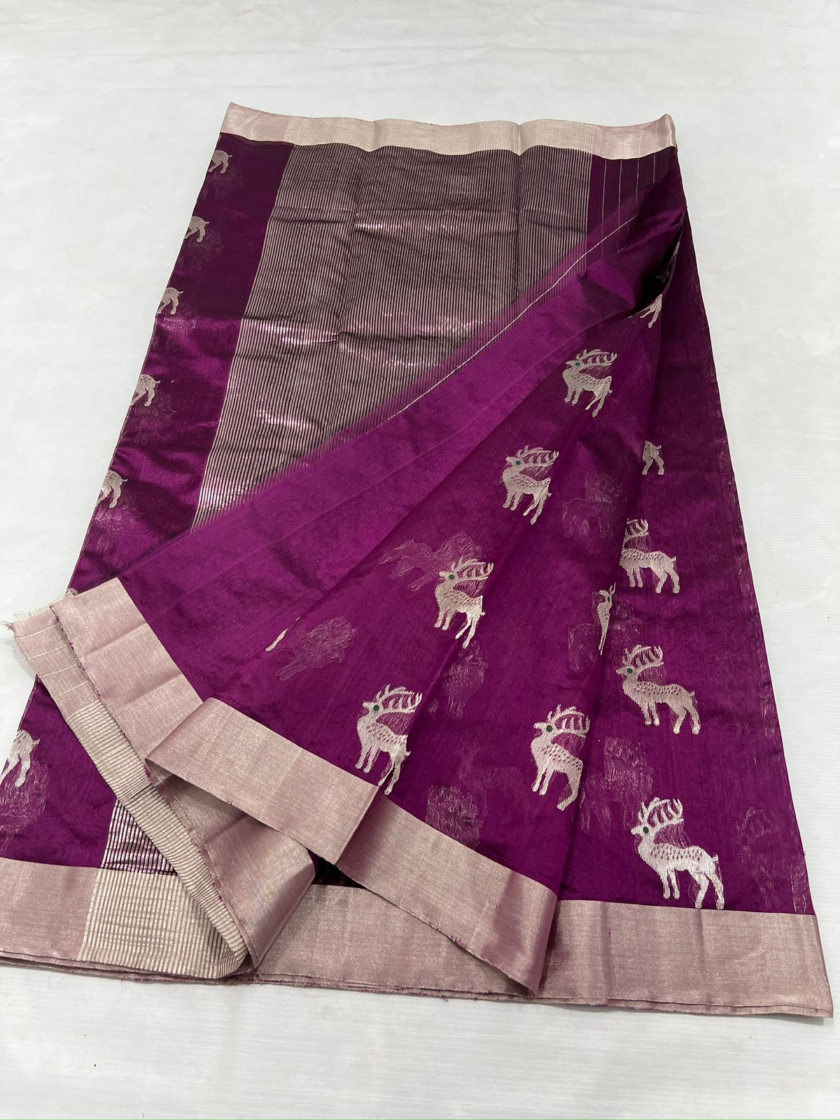 PURPLE CHANDERI SAREE