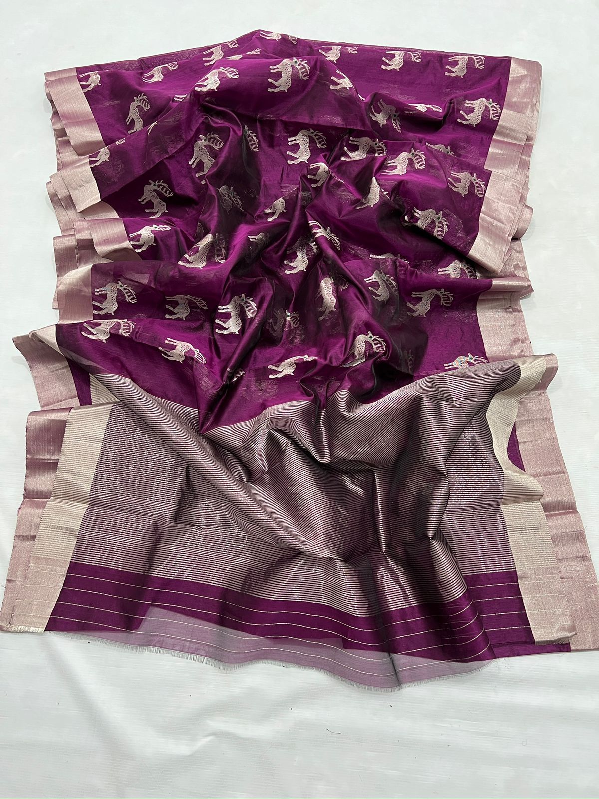 PURPLE CHANDERI SAREE