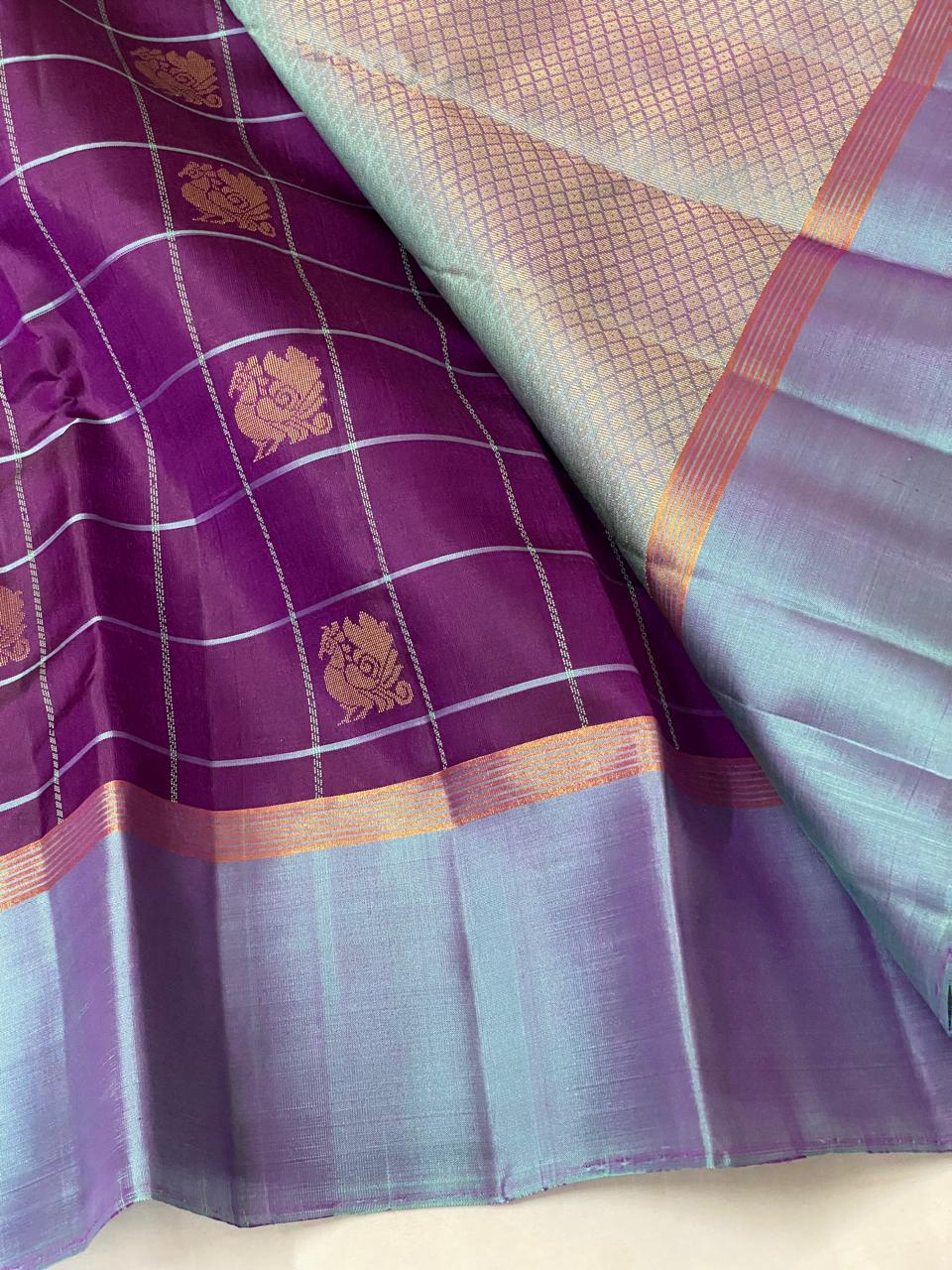 PURPLE SILVER KANCHI SAREES