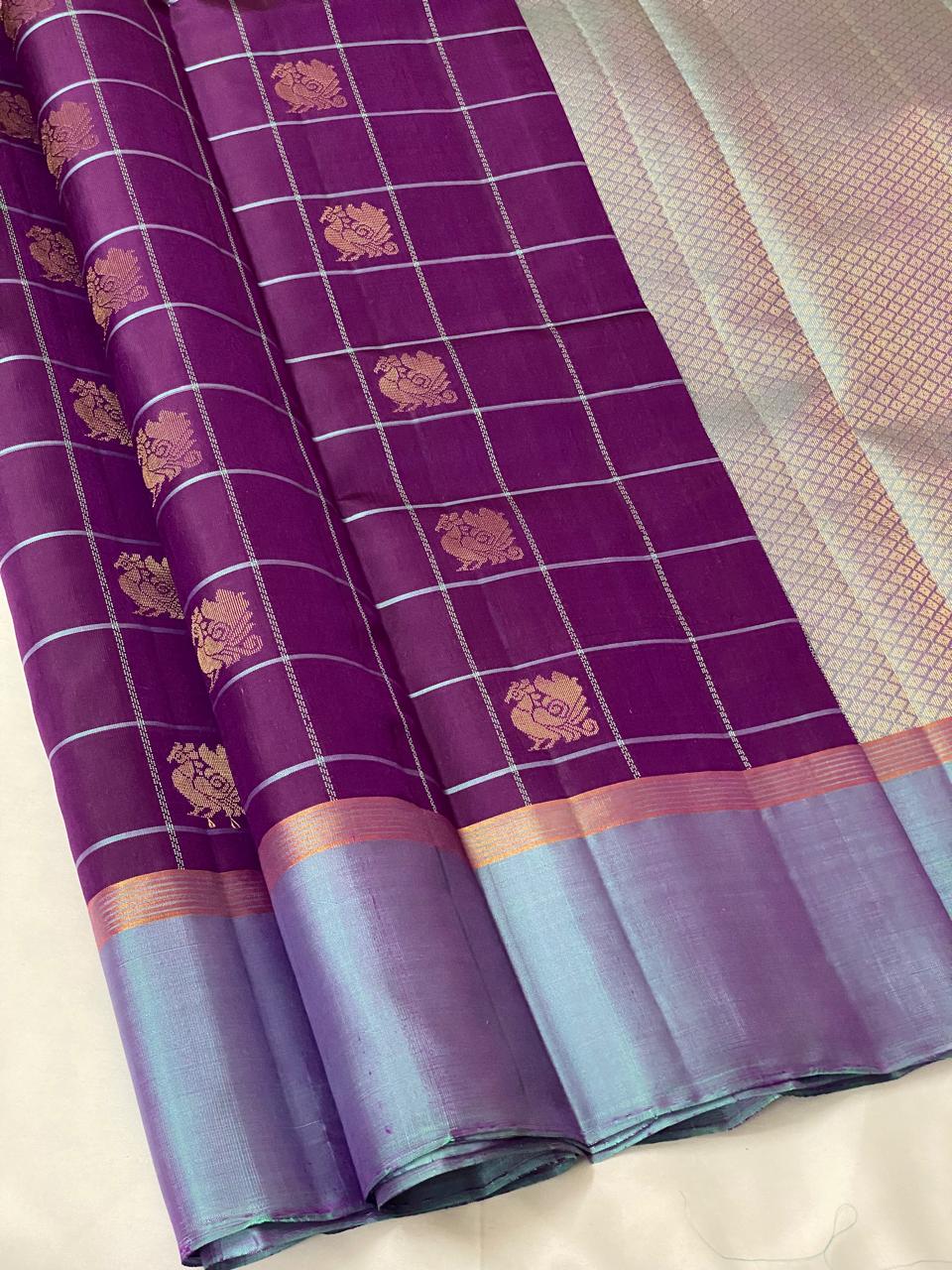 PURPLE SILVER KANCHI SAREES