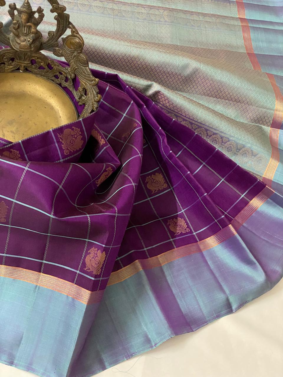 PURPLE SILVER KANCHI SAREES