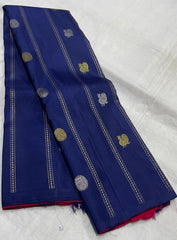 NAVY BLUE BOARDERLESS KANCHI SAREE