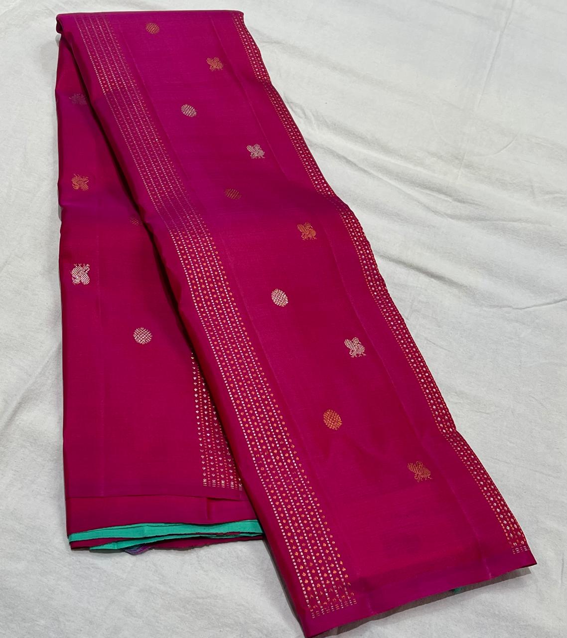 PINK /BLUE BOARDERLESS KANCHI SAREE