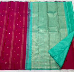 PINK /BLUE BOARDERLESS KANCHI SAREE