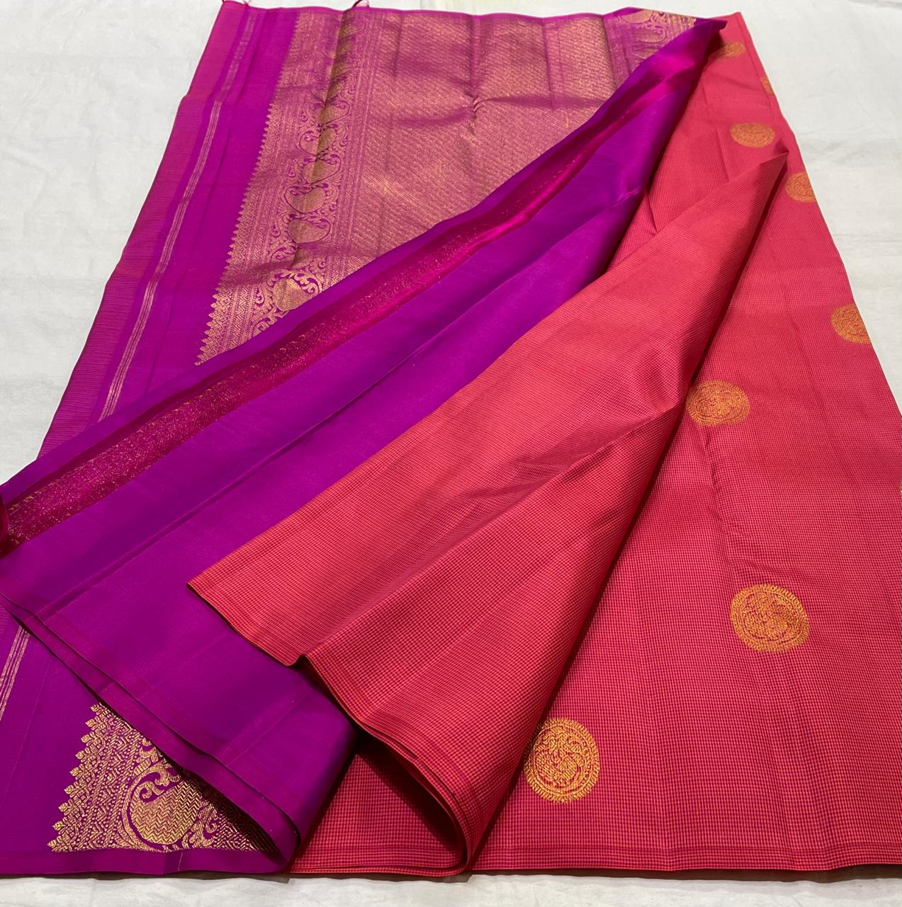 GREEN/RED BOARDERLESS KANCHI SAREE