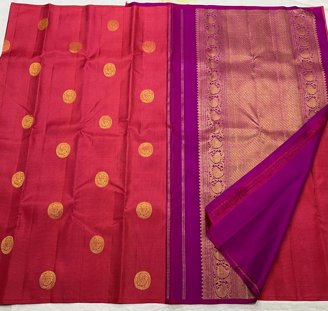 GREEN/RED BOARDERLESS KANCHI SAREE