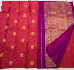 GREEN/RED BOARDERLESS KANCHI SAREE