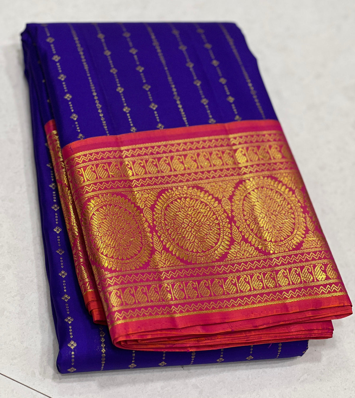 BLUE/RED KANCHI SILK SAREE