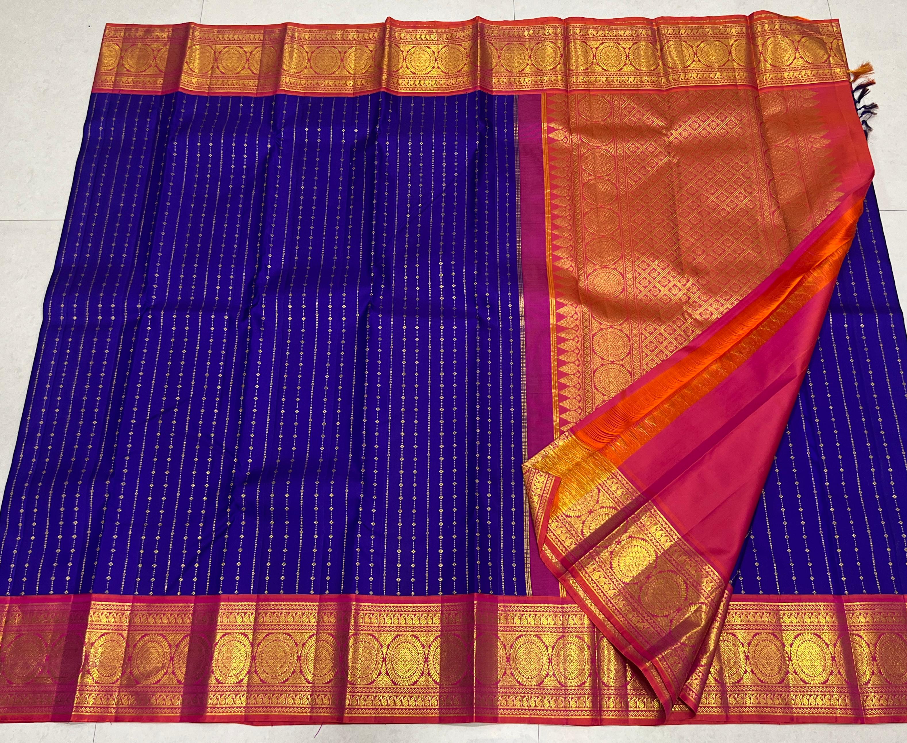 BLUE/RED KANCHI SILK SAREE