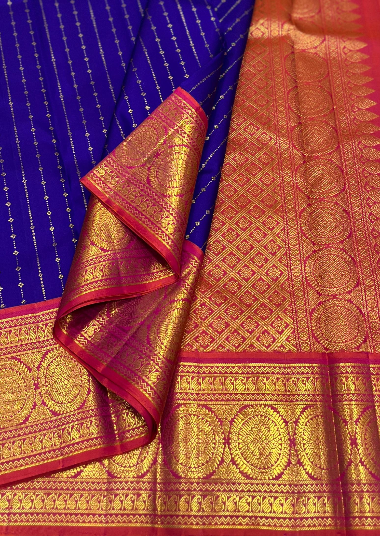 BLUE/RED KANCHI SILK SAREE