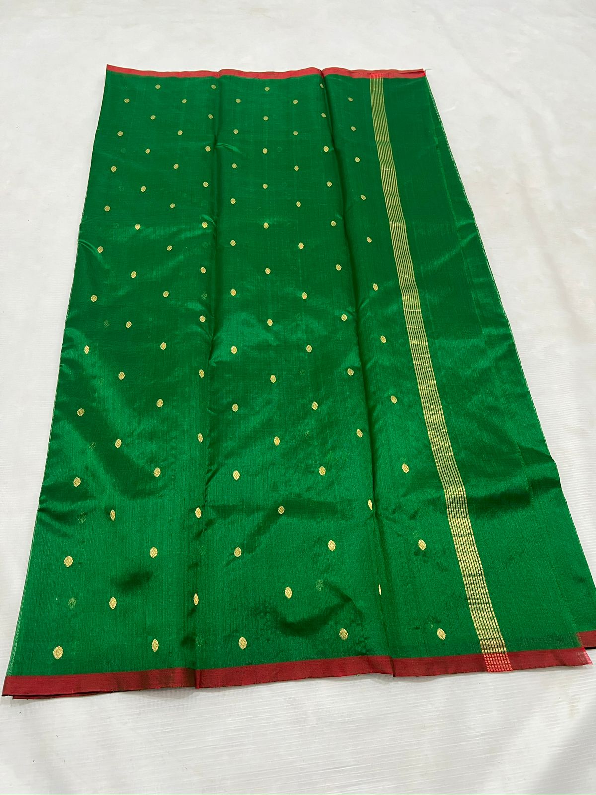 GREEN/RED CHANDERI SAREE