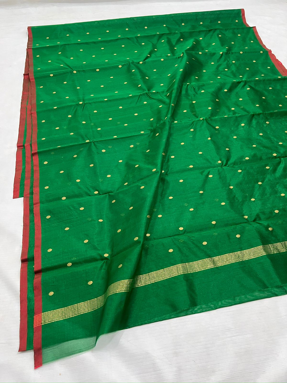 GREEN/RED CHANDERI SAREE