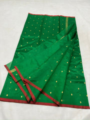 GREEN/RED CHANDERI SAREE