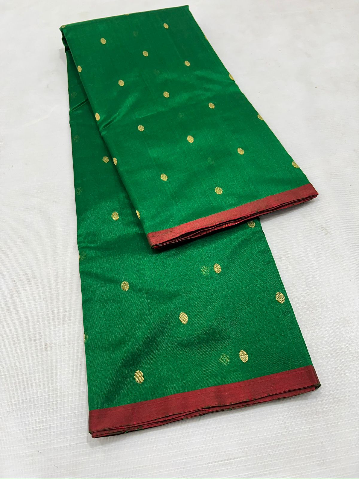 GREEN/RED CHANDERI SAREE