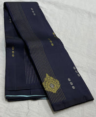 BLOCK/SKYBLUE BOARDERLESS KANCHI SAREE