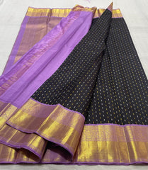 BLACK/PINK KANCHI SILK SAREE