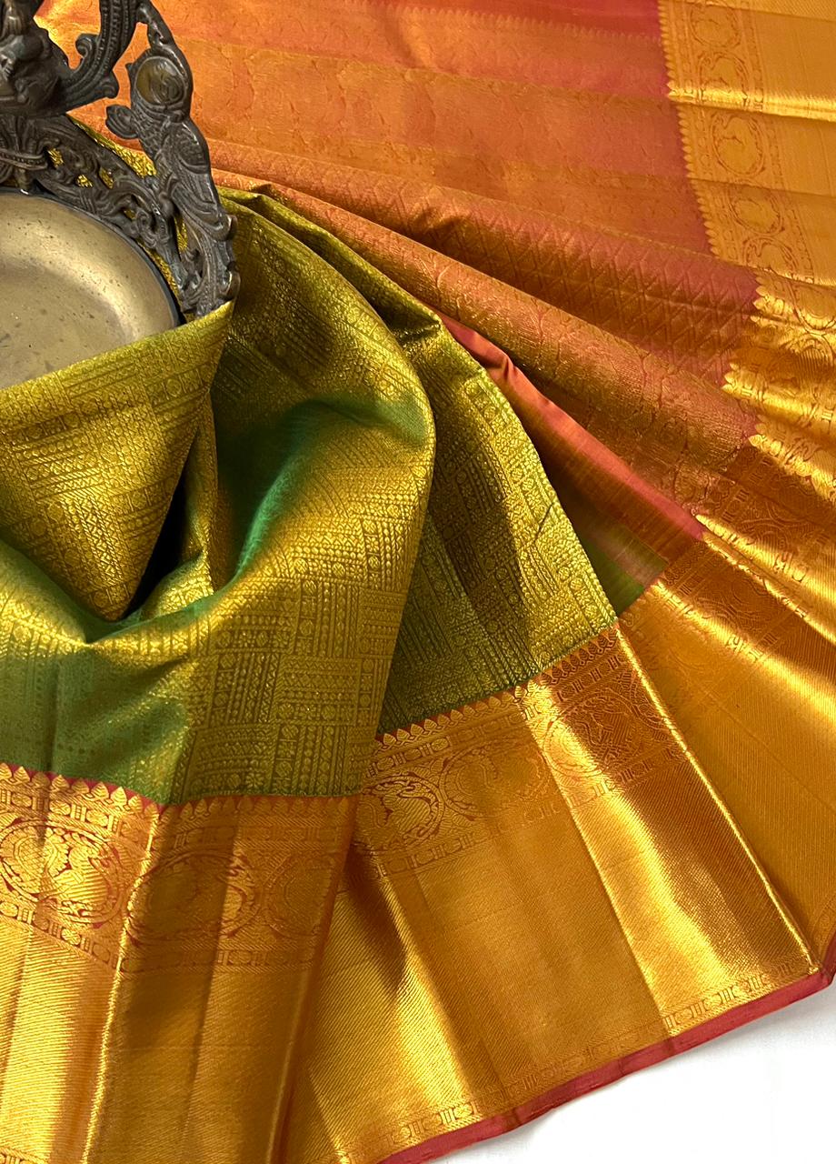 GREEN/ GOLD KANCHI SAREES