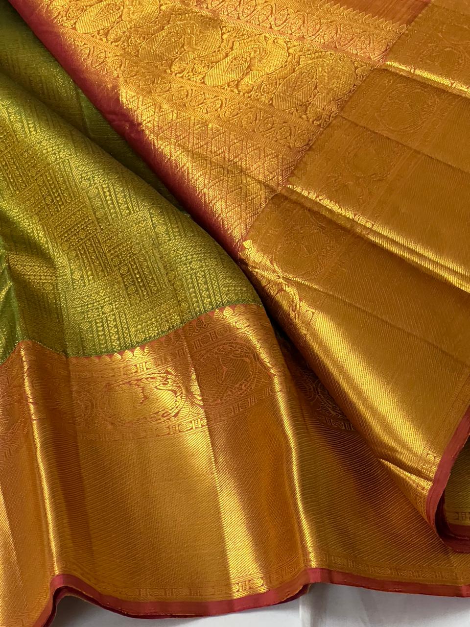 GREEN/ GOLD KANCHI SAREES