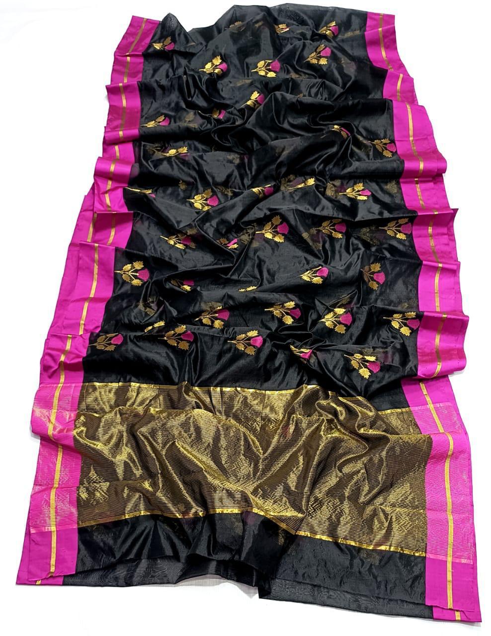 BLACK PINK  CHANDERI SAREE