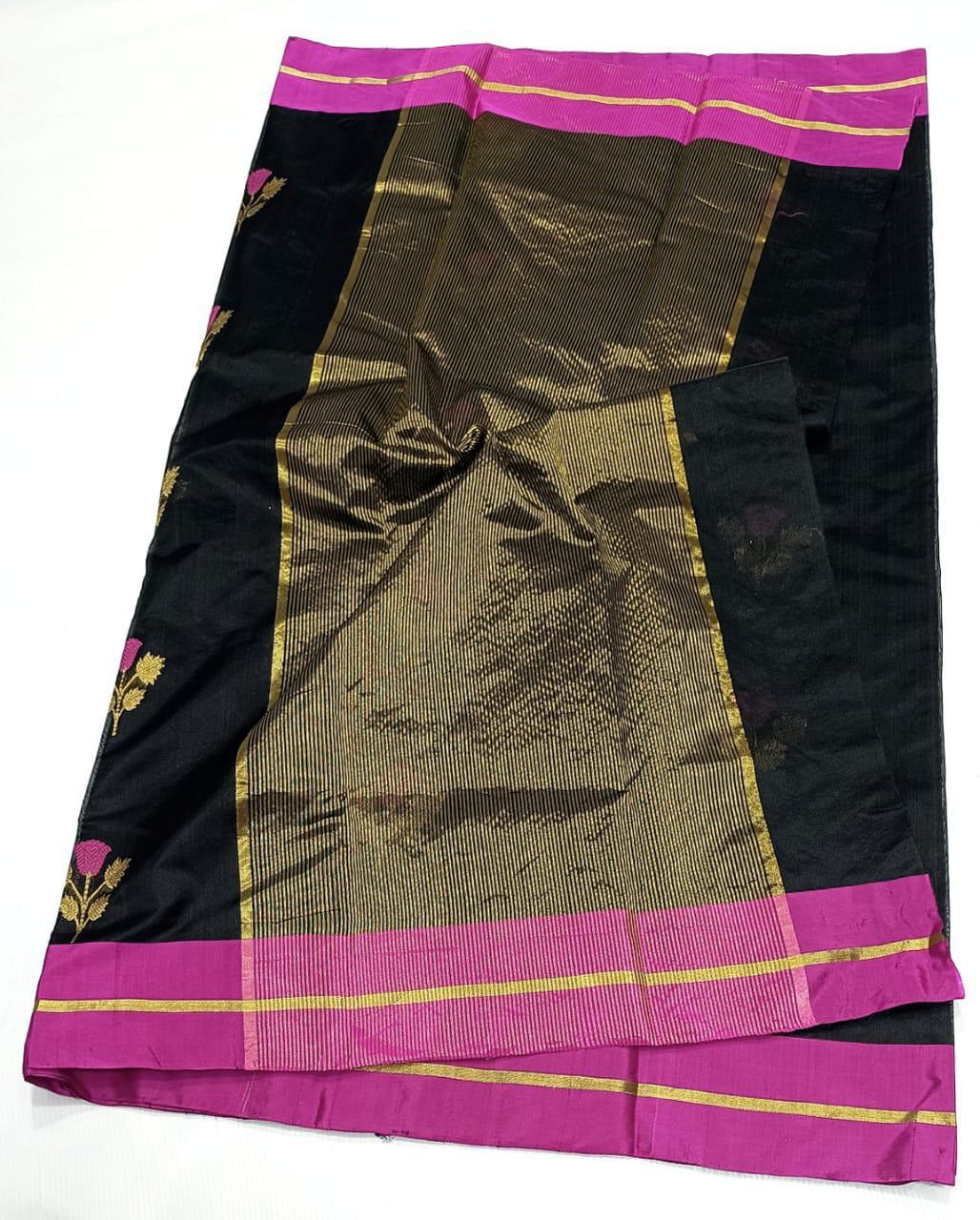 BLACK PINK  CHANDERI SAREE