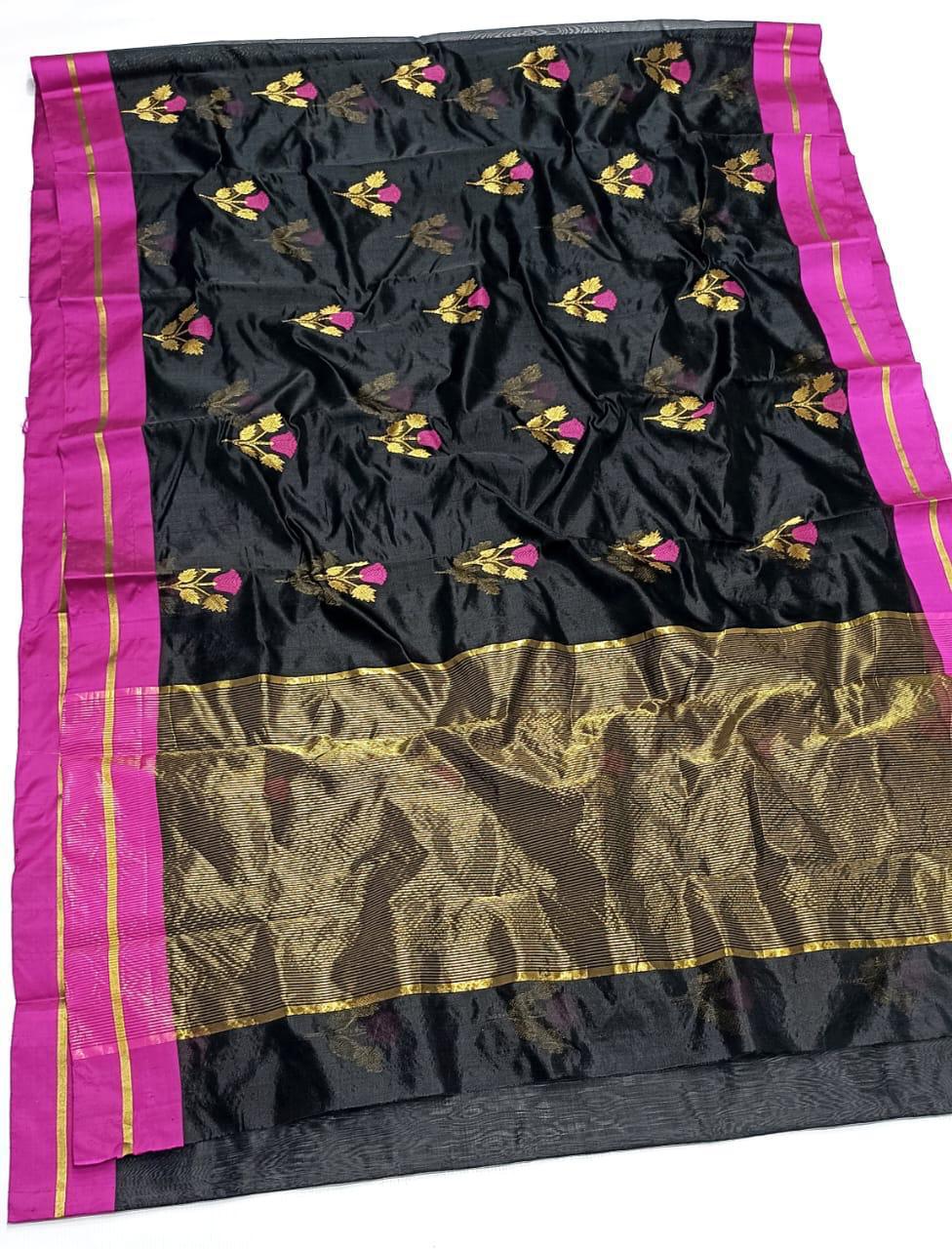 BLACK PINK  CHANDERI SAREE