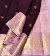 BROWN/ROSE PINK SILK SAREE