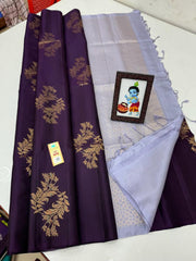 PURPLE/SILVER BORDERLESS SAREE