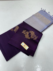 PURPLE/SILVER BORDERLESS SAREE