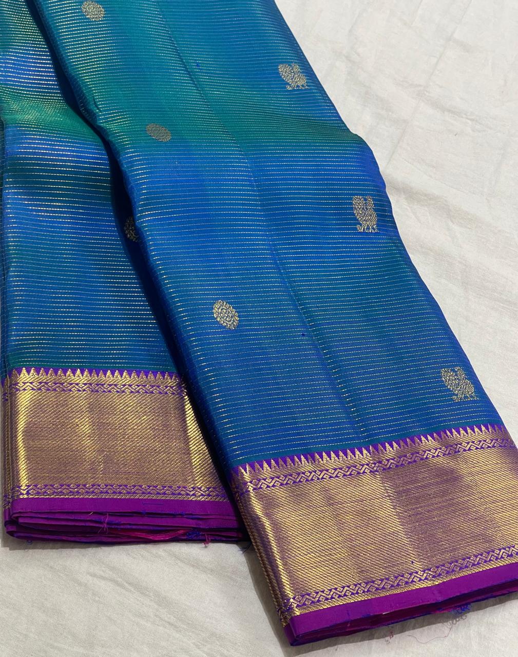 BLUE/PINK KANCHI SAREE