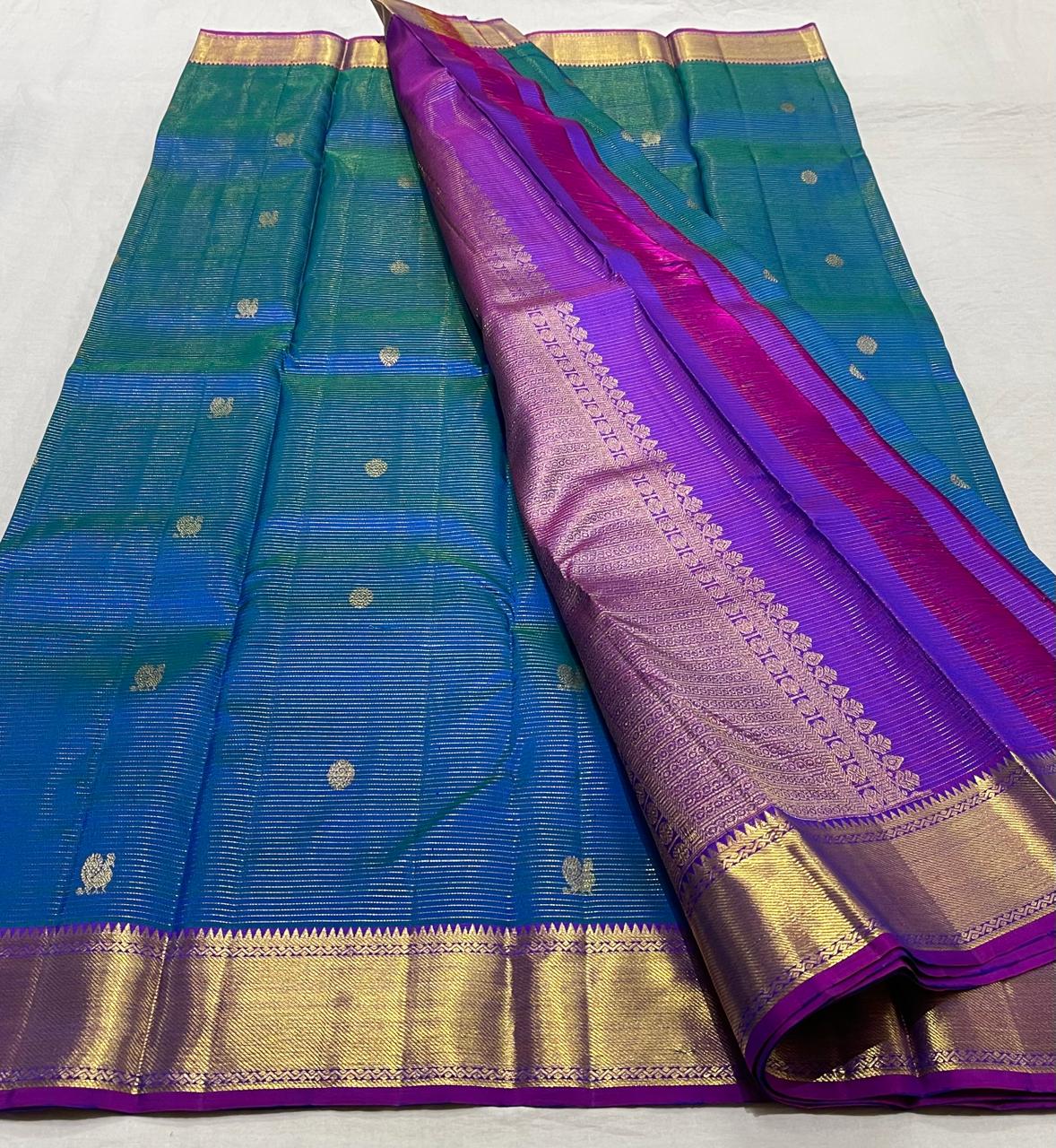 BLUE/PINK KANCHI SAREE