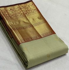 PISTA GREEN /BROWN KANCHI SAREE