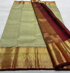 PISTA GREEN /BROWN KANCHI SAREE